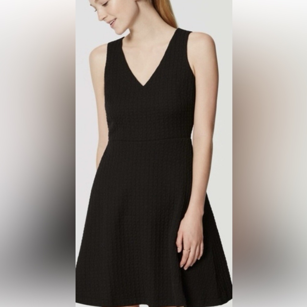 LOFT Black Fit & Flare Knit Dress